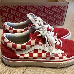 Women’s red checked vans